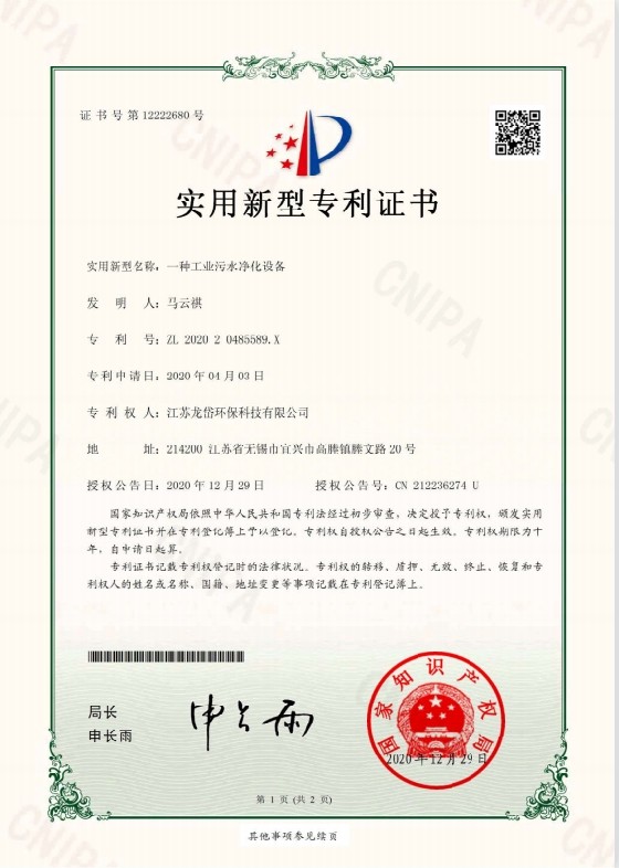 CHINA Jiangsu Longdai Environmental Protection Group Co., Ltd. Certificaten